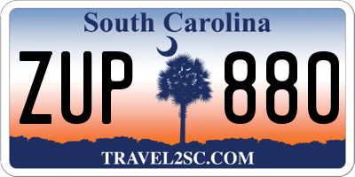 SC license plate ZUP880