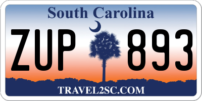 SC license plate ZUP893