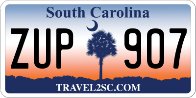 SC license plate ZUP907
