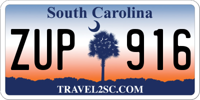 SC license plate ZUP916