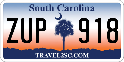 SC license plate ZUP918