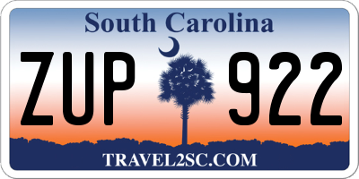 SC license plate ZUP922