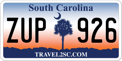 SC license plate ZUP926