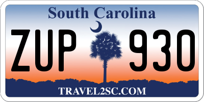 SC license plate ZUP930