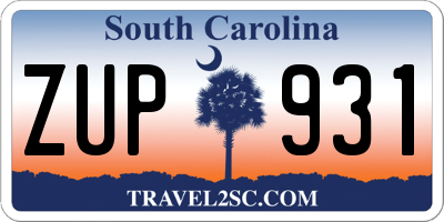 SC license plate ZUP931