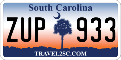 SC license plate ZUP933