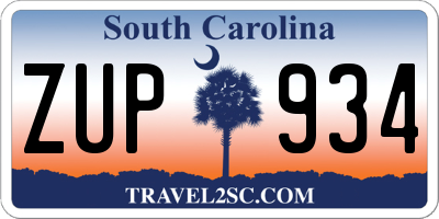SC license plate ZUP934