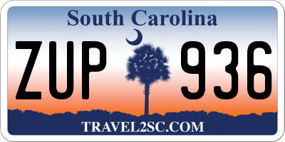 SC license plate ZUP936
