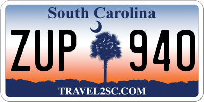 SC license plate ZUP940