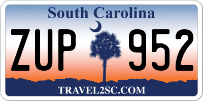 SC license plate ZUP952