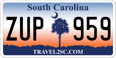 SC license plate ZUP959