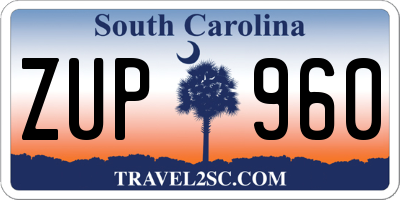 SC license plate ZUP960