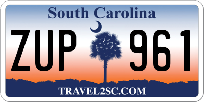 SC license plate ZUP961