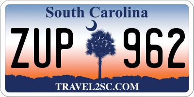SC license plate ZUP962