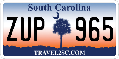 SC license plate ZUP965