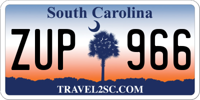 SC license plate ZUP966