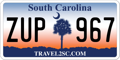 SC license plate ZUP967