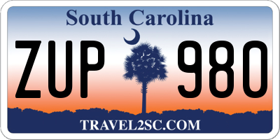 SC license plate ZUP980