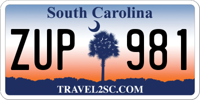 SC license plate ZUP981