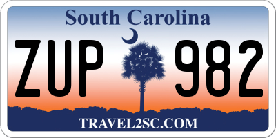 SC license plate ZUP982