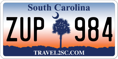 SC license plate ZUP984