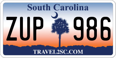 SC license plate ZUP986