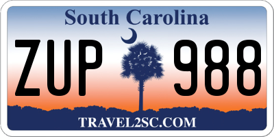 SC license plate ZUP988