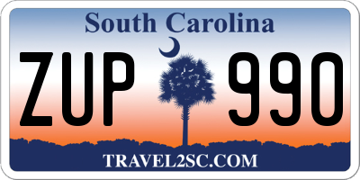 SC license plate ZUP990