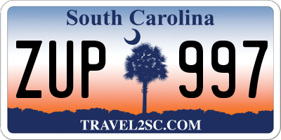 SC license plate ZUP997