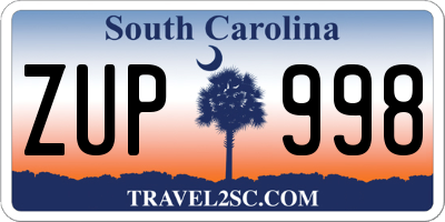 SC license plate ZUP998
