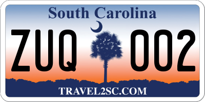SC license plate ZUQ002