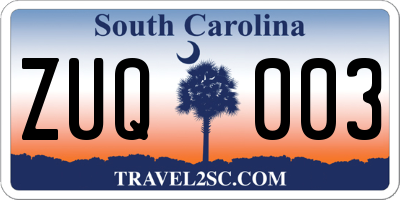 SC license plate ZUQ003