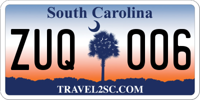 SC license plate ZUQ006