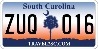 SC license plate ZUQ016