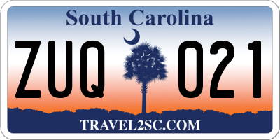 SC license plate ZUQ021