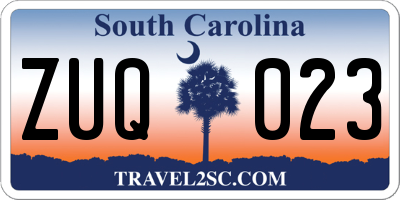 SC license plate ZUQ023