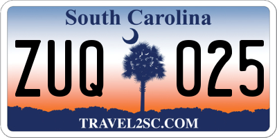 SC license plate ZUQ025