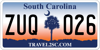 SC license plate ZUQ026