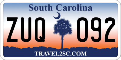 SC license plate ZUQ092