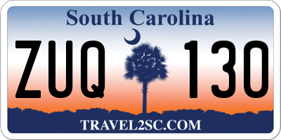 SC license plate ZUQ130