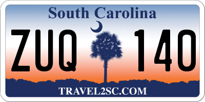 SC license plate ZUQ140