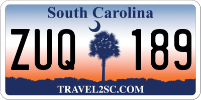 SC license plate ZUQ189