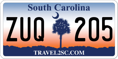 SC license plate ZUQ205