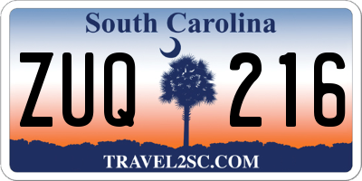 SC license plate ZUQ216