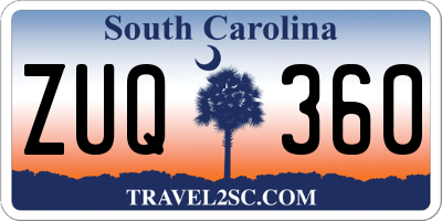 SC license plate ZUQ360