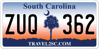 SC license plate ZUQ362