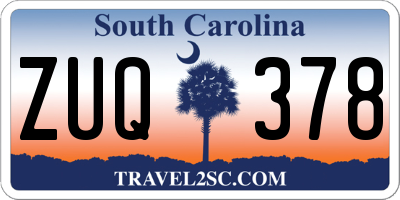 SC license plate ZUQ378