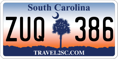 SC license plate ZUQ386
