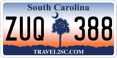 SC license plate ZUQ388