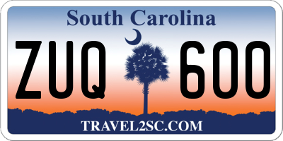 SC license plate ZUQ600